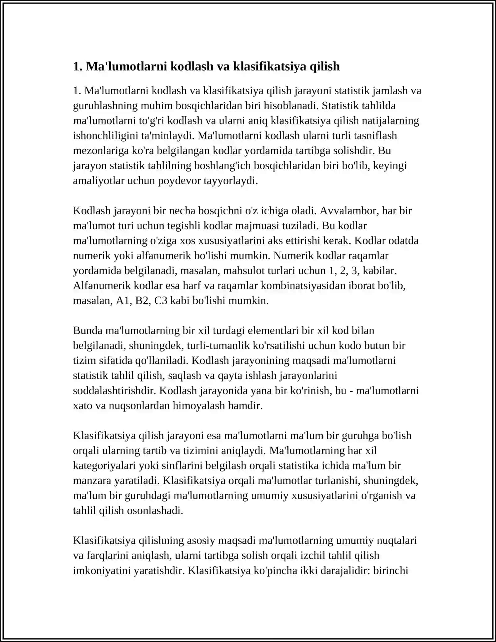 STATISTIK JAMLASH VA GURUHLASH 3