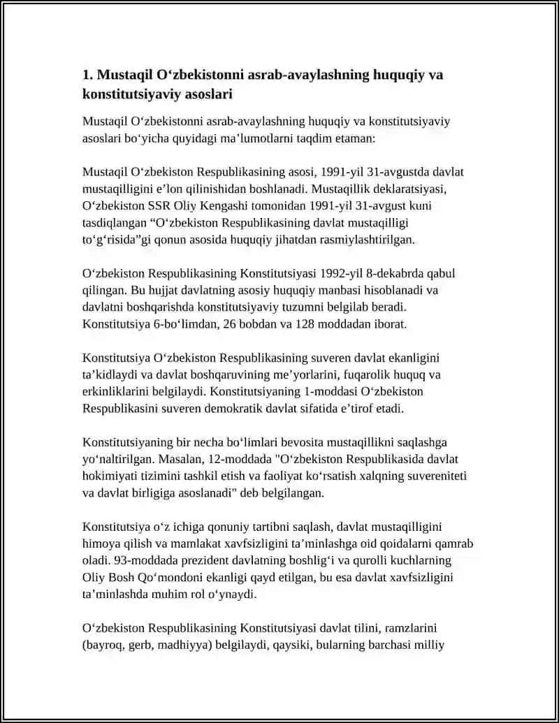 MUSTAQIL ÔZBEKISTONNI ASRAB AVAYLASH 3