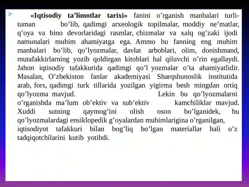 IQTISODIY TA’LIMOTLAR TARIXI 3