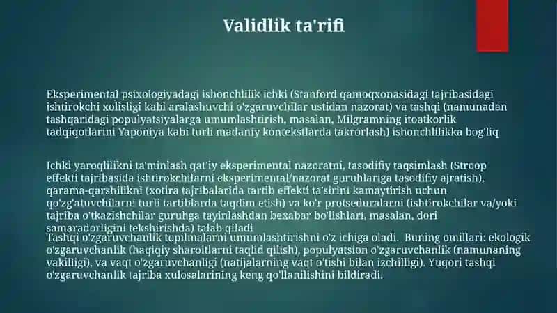 Eksperimental psixologiyada eksperimentning asosliligi 3