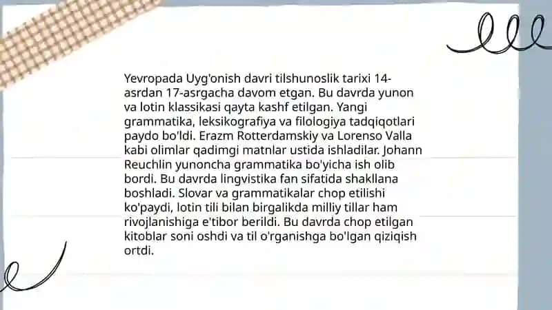 Yevropada Uyg'onish davri tilshunosligi 3