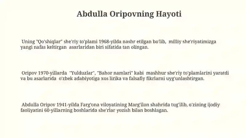 Abdulla Oripov hayotvaijodi 3