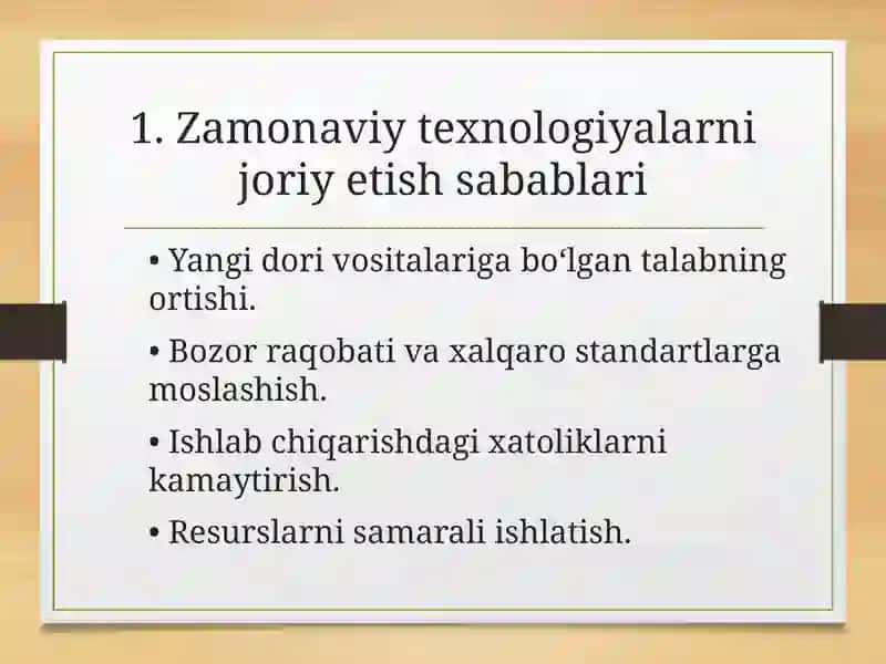 Farmatsevtika sanoatida jarayonlarni zamonaviylashtirish 3