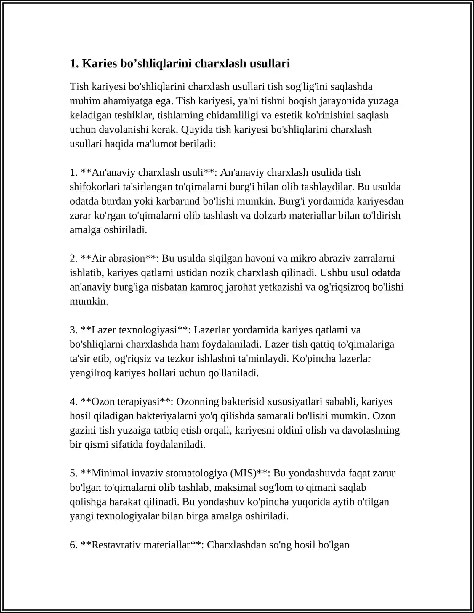 KARIES BO’SHLIQLARINI CHARXLASH UCHUN ASBOBLAR 3