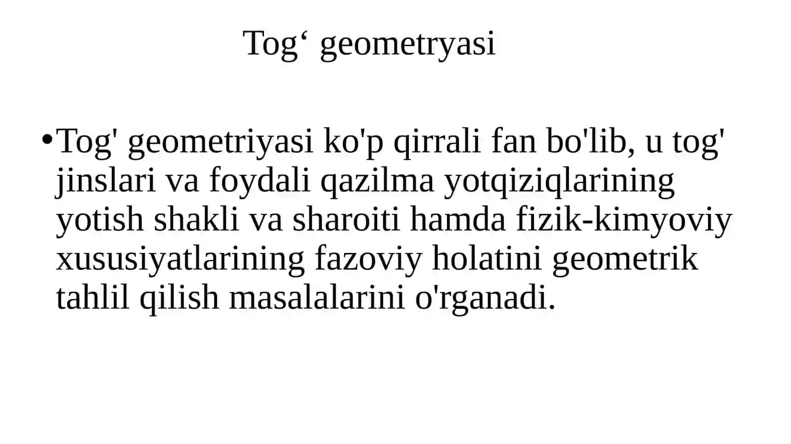 Muhandislik grafikasi va tog' geometriyasi 3