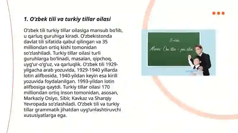 Oʻzbek tili va uning tillar tizimidagi oʻrni 3