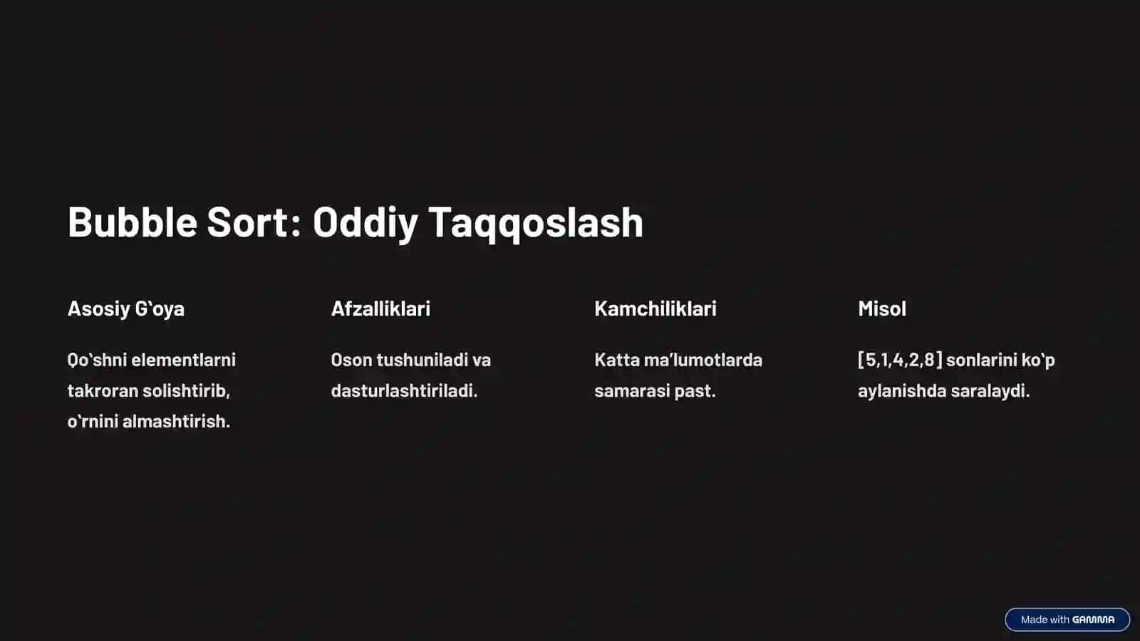 Taqqoslash Tamoyiliga Asoslangan Saralash 3