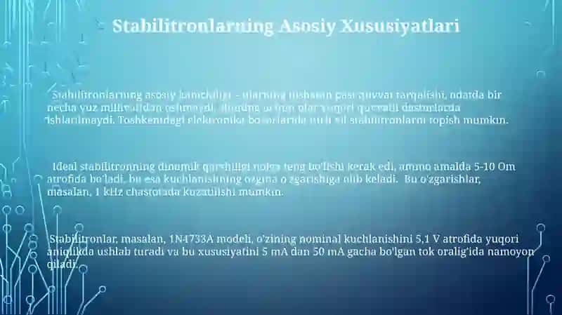 Stabilitron valitob va impuls diodlar 3