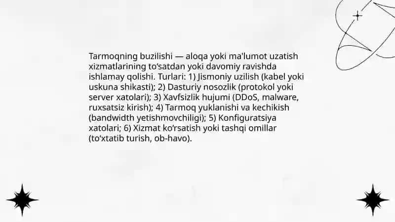 Tarmoqning buzilishi 3