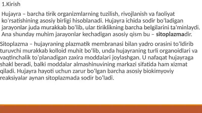 Sitoplazma uning tarkibi harakatlanishi 3