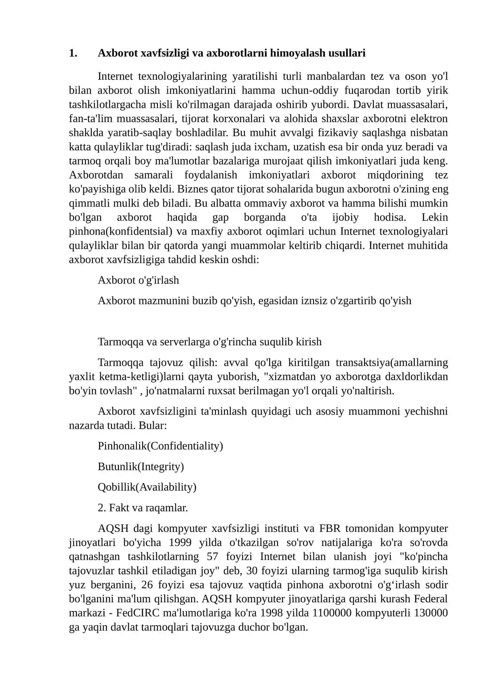Axborot xavfsizligi va himoyasi 3