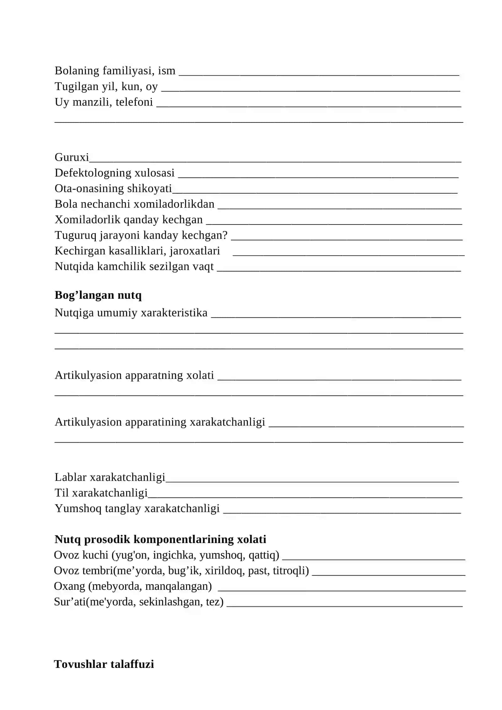 Bolaning rivojlanishini tekshirish xaritasi 3