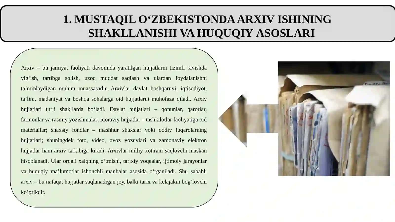 MUSTAQIL O‘ZBEKISTONDA ARXIV ISHI 3