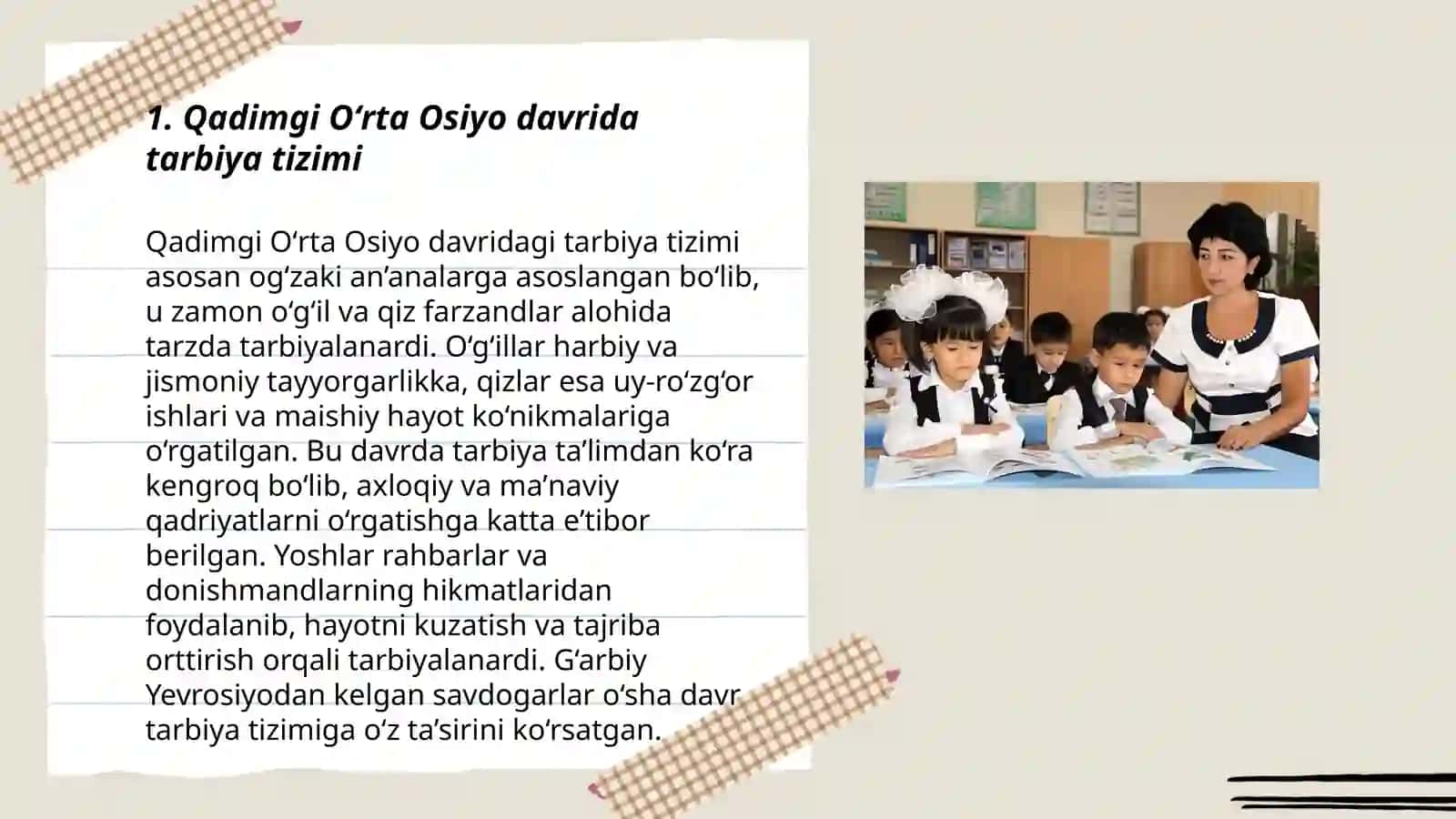 Qadimgi Oʻrta Osiyo davrida tarbiya tizimi 3