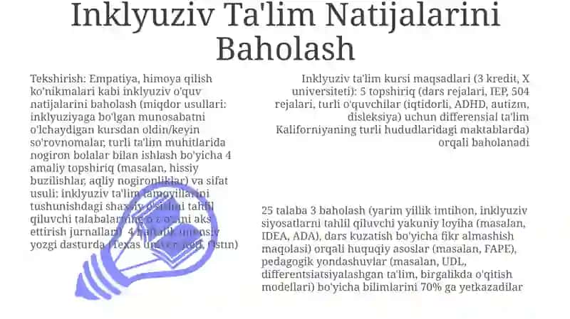 Inklyuziv Ta'lim Natijalarini Baholash Kursi 3
