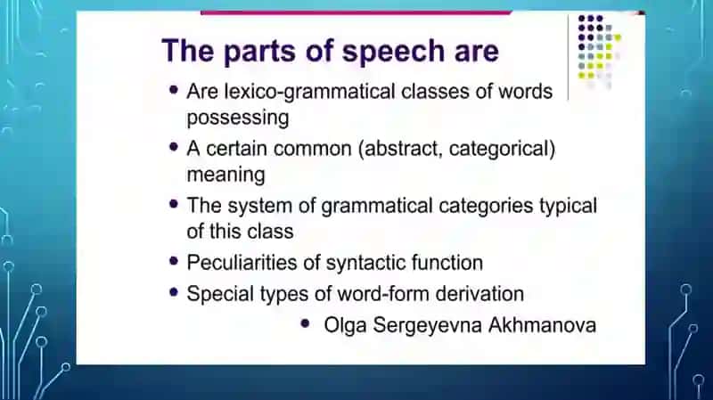 Lecture 3: The problems of Parts of speech 3