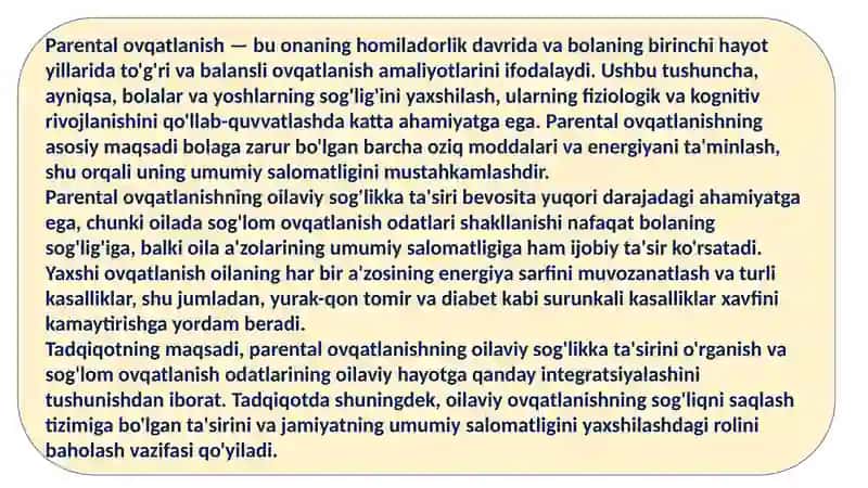 Parental Ovqatlanish 3