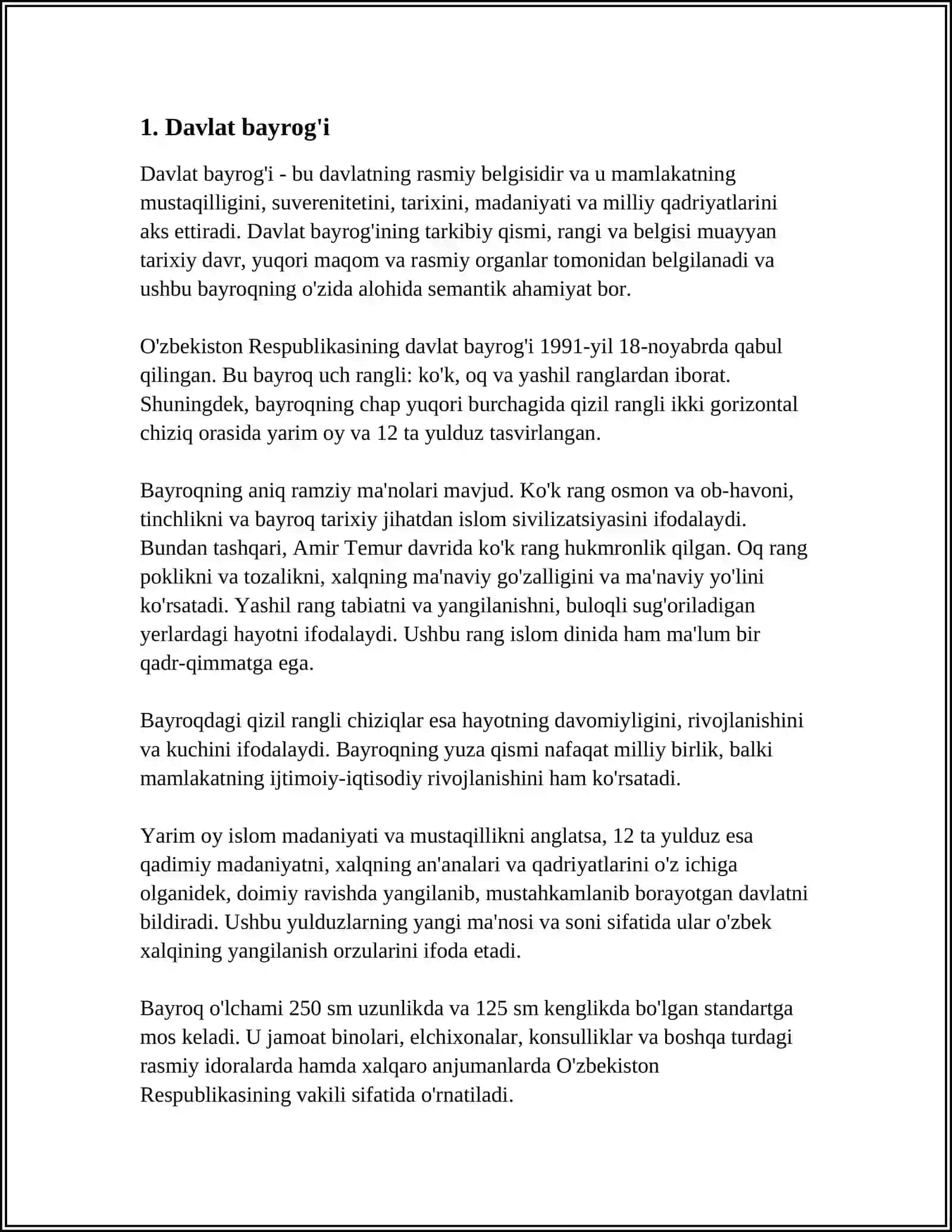 O'ZBEKISTON RESPUBLIKASI DAVLAT RAMZLARI 3