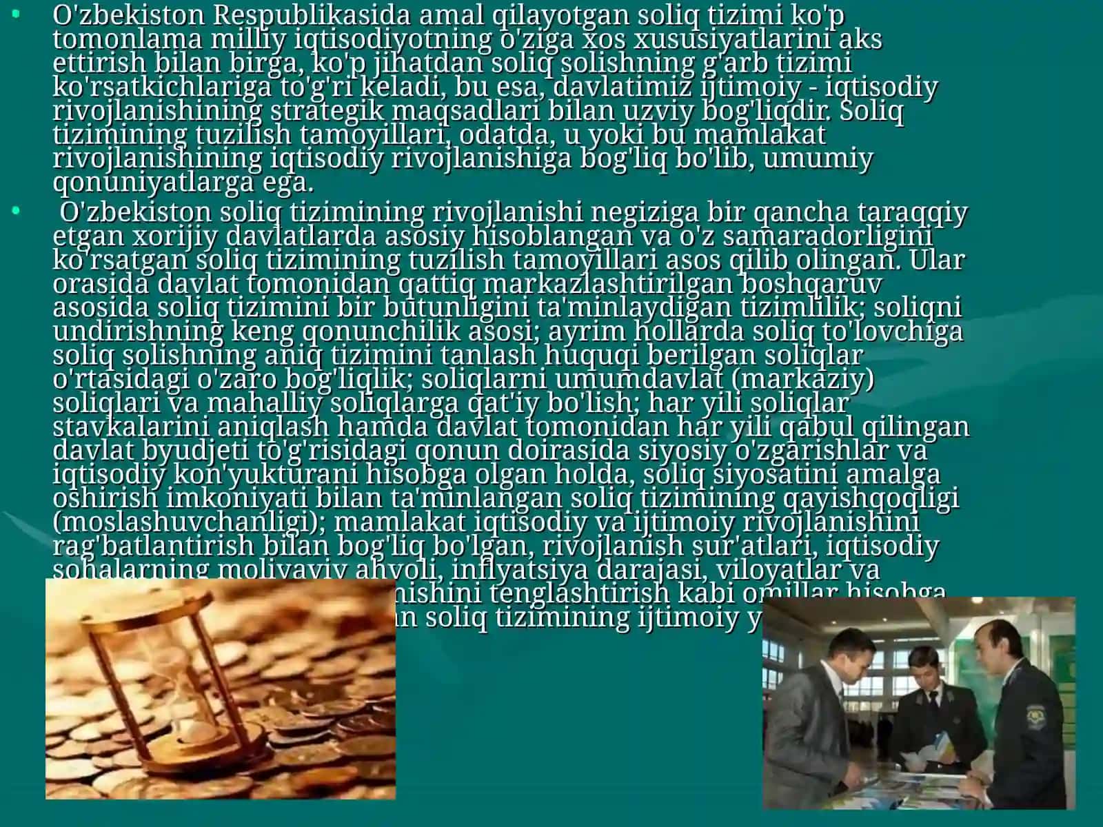 O`zbekiston Respublikasi soliq siyosatining xususiyatlari 3