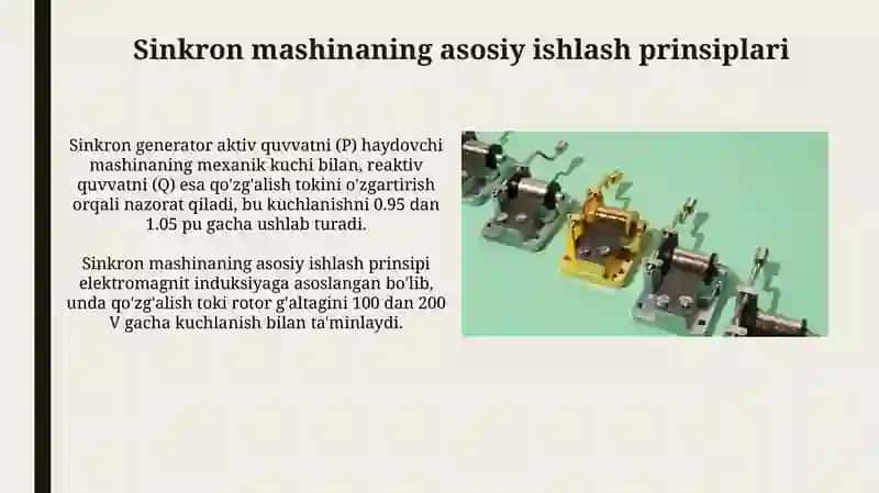 Sinkron mashinaning generatorsifatida ishlashi 3