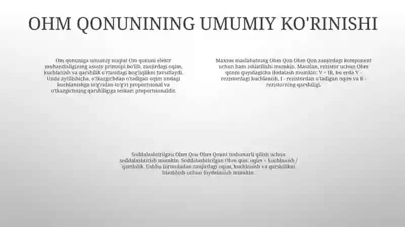 Zanjirni Bir Qismi Uchun Om Qonuni 3