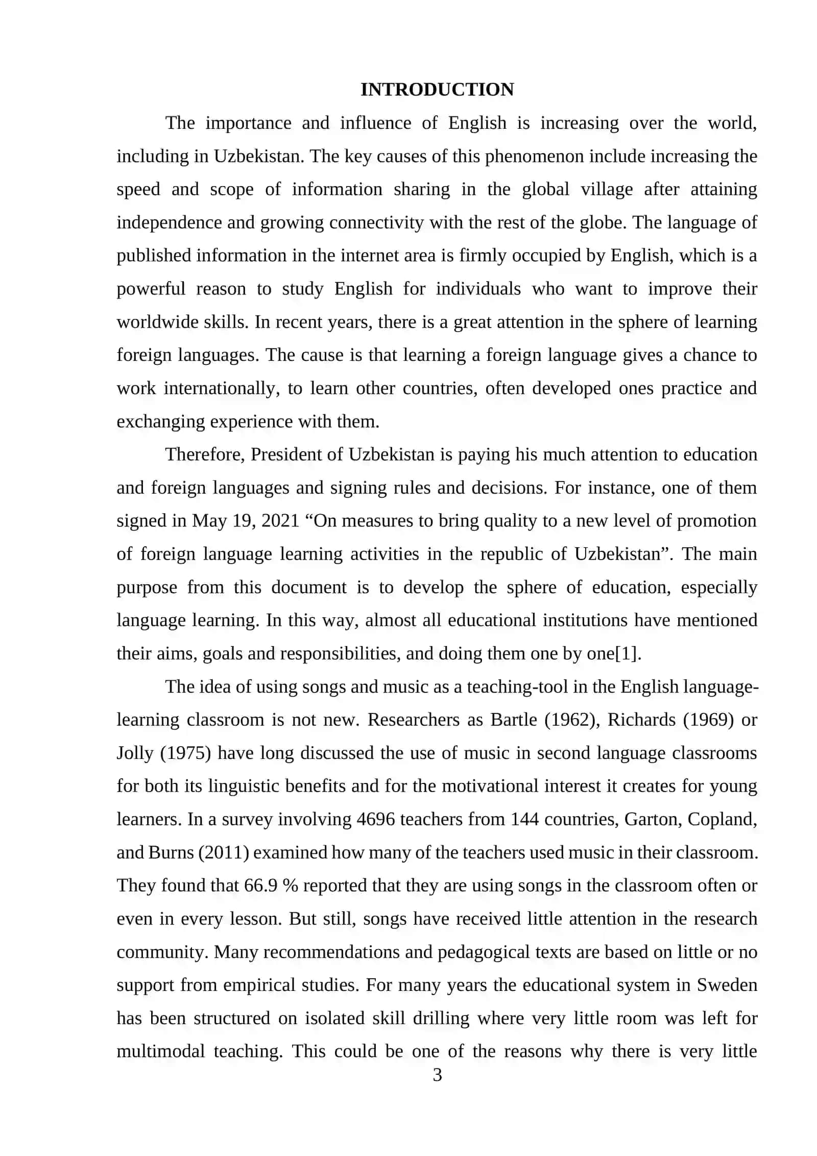 COURSE WORK ON TEACHING ENGLISH USING SONGS 3