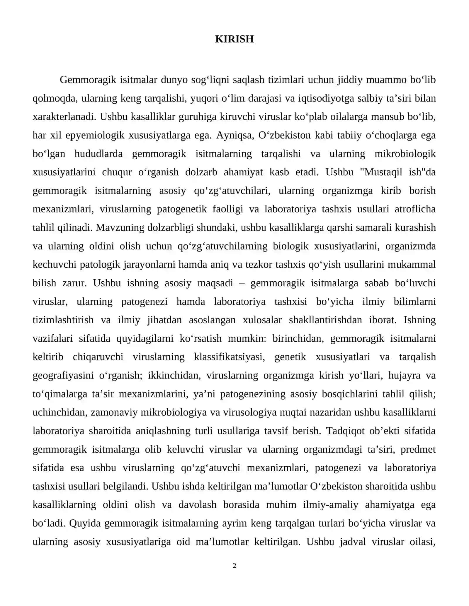 Gemorragik isitma qo‘zg‘atuvchilari, patogenezi, laboratoriya tashxisi. 3
