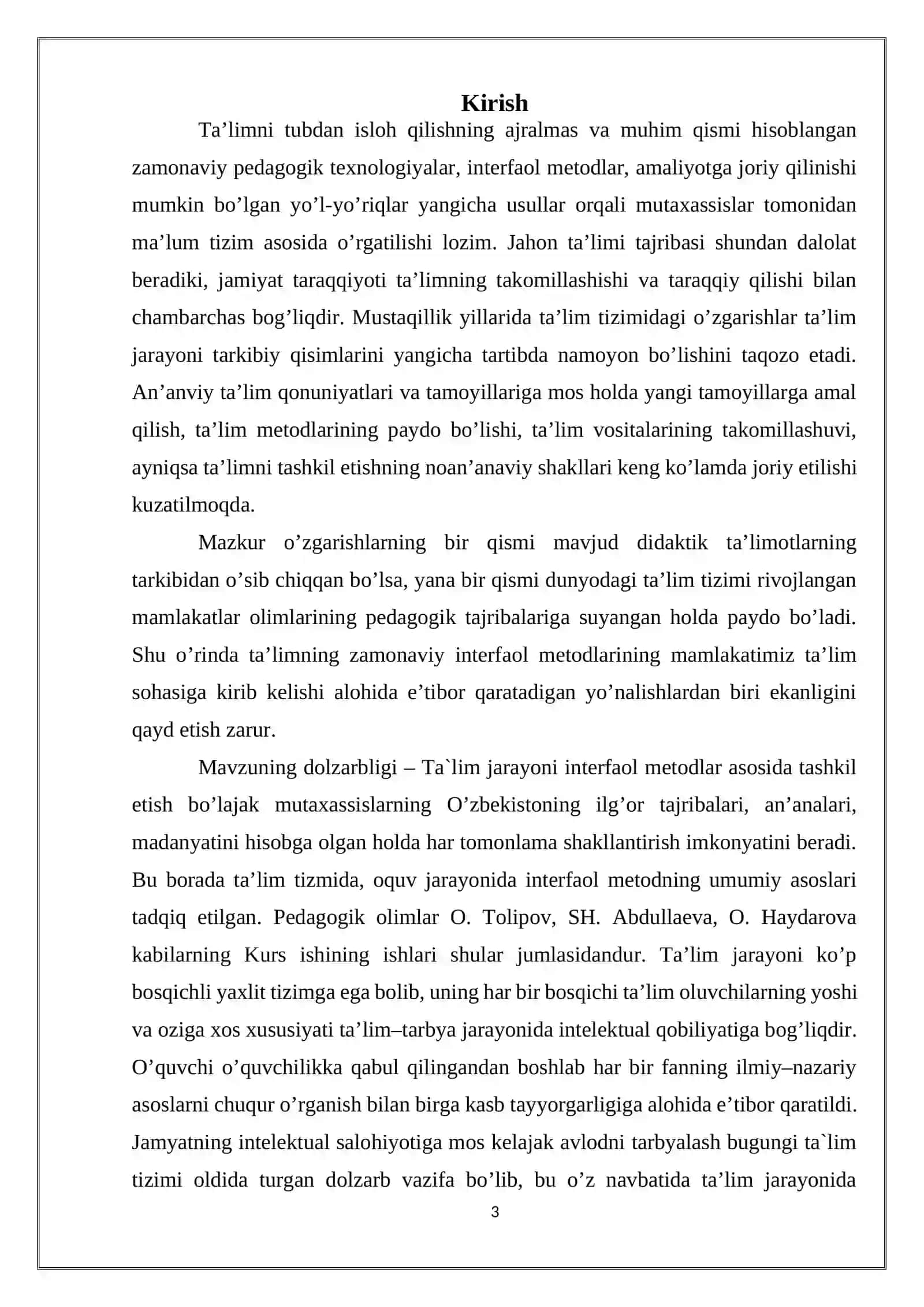 “MASALA VA UNING TURLARI” MAVZUSIDAGI KURS ISHI 3