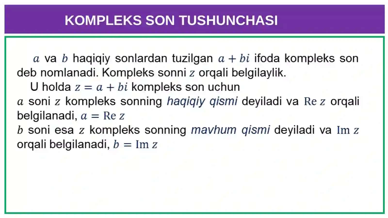 Kompleks sonlar va ular ustida amallar 3