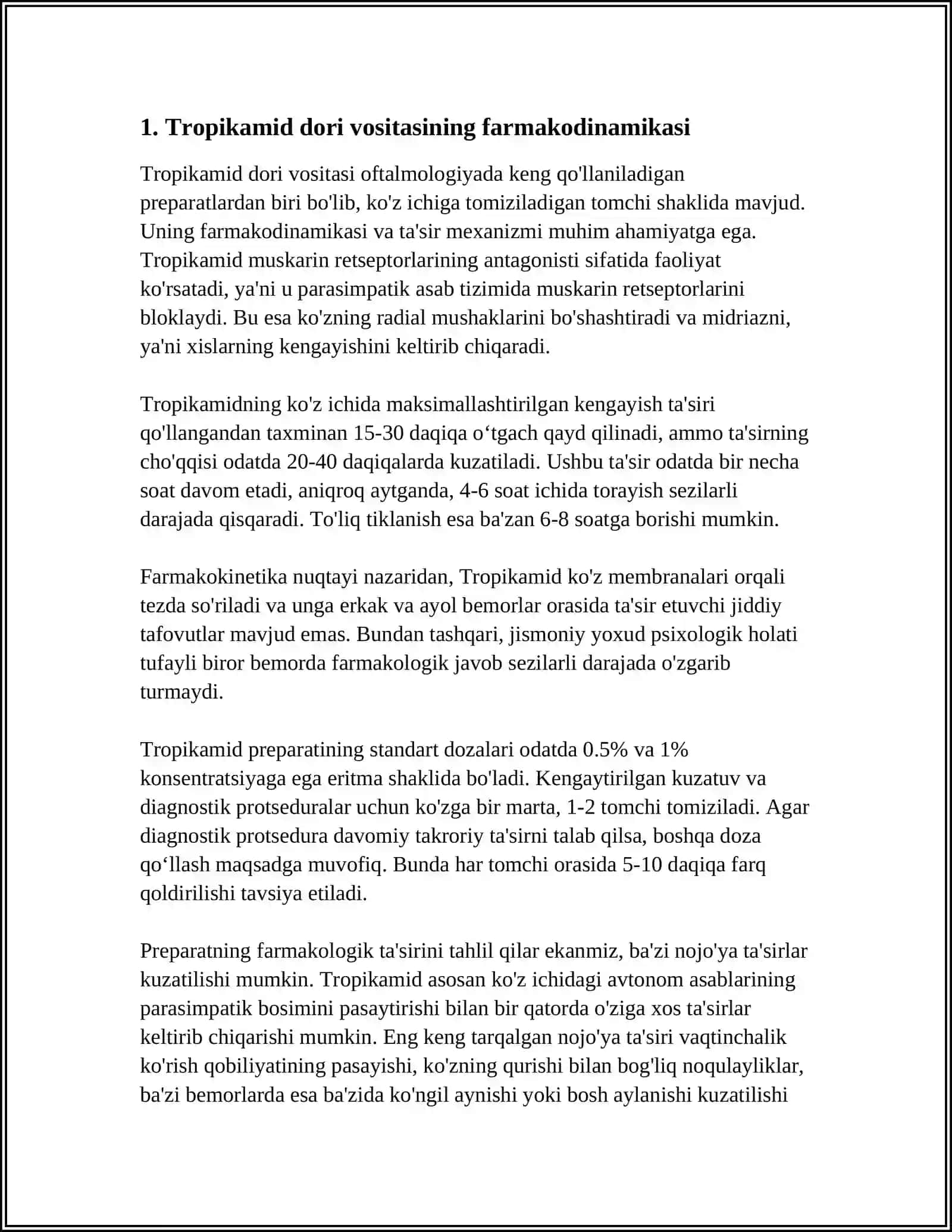 TROPIKAMID DORI VOSITASINING FARMAKOLOGIYASI 3
