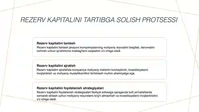 Rezerv kapitalini shakllantirish va ishlatishni hisobga olish 3