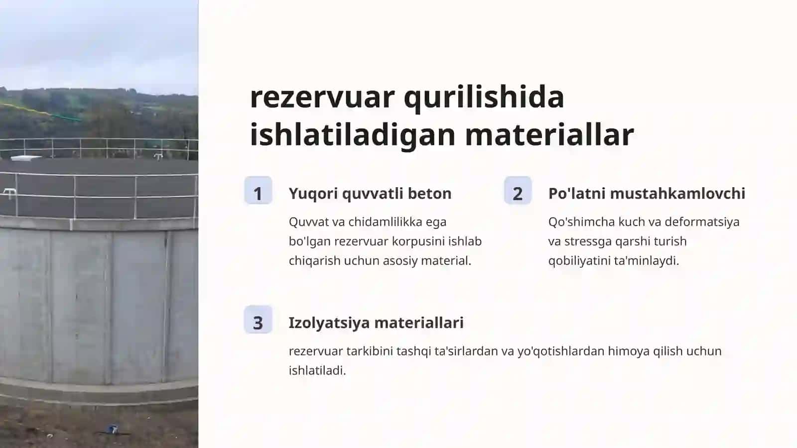 Vertikal jamoali sement rezervuar bilan tanish 3
