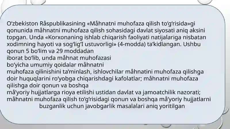 Mehnat muhofazasining qonuniyasoslari 3