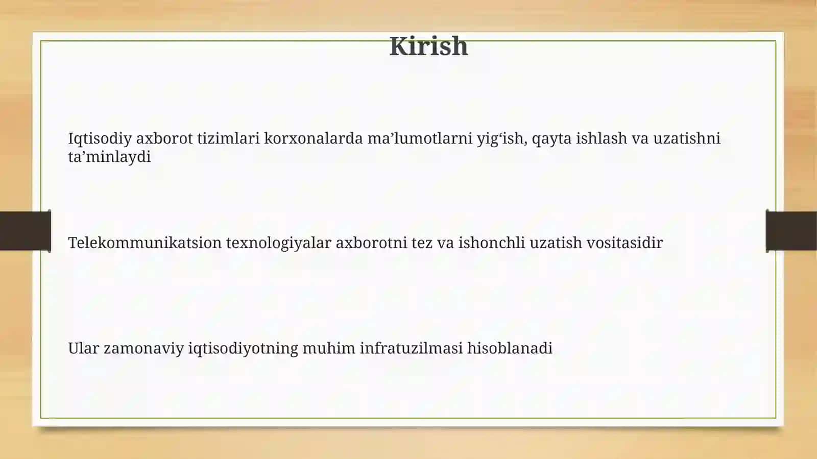 Iqtisodiy axborot tizimlari va telekommunikatsion texnologiyalar 3