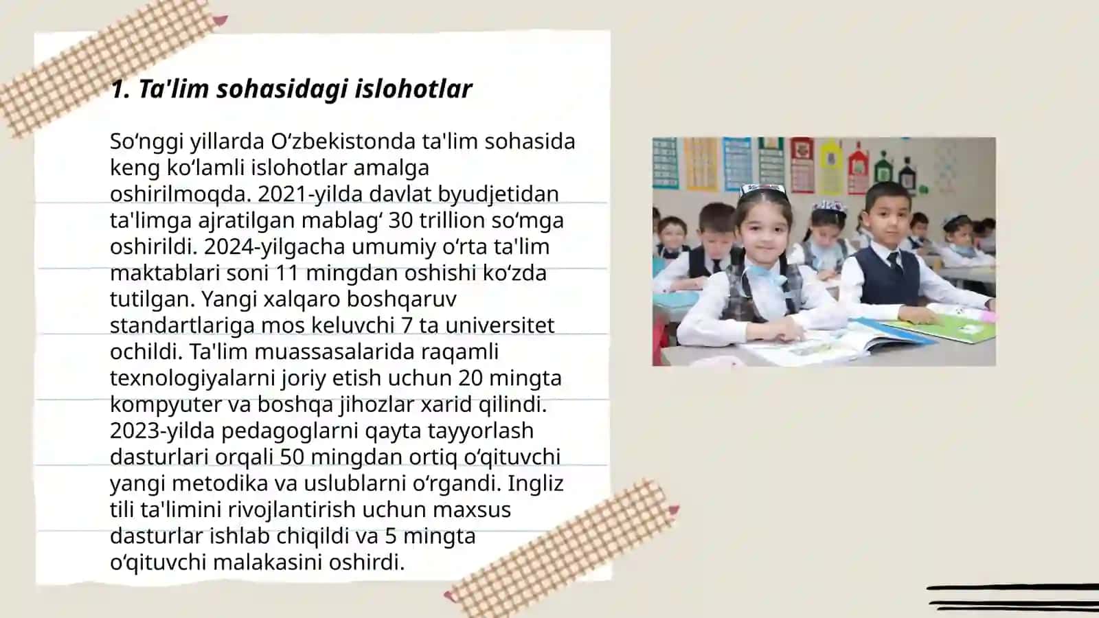 Ta'lim sohasidagi islohotlar 3