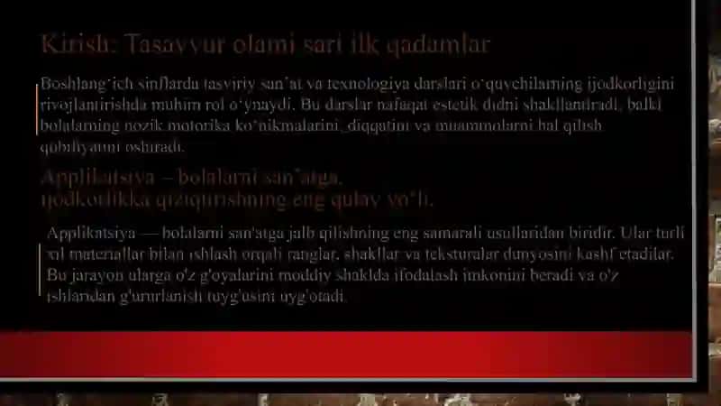 Boshlang'ich sinflarda rangli qog'oz mato  tugma quritilgan barglar yordamida applikatsiyalar yaratish 3