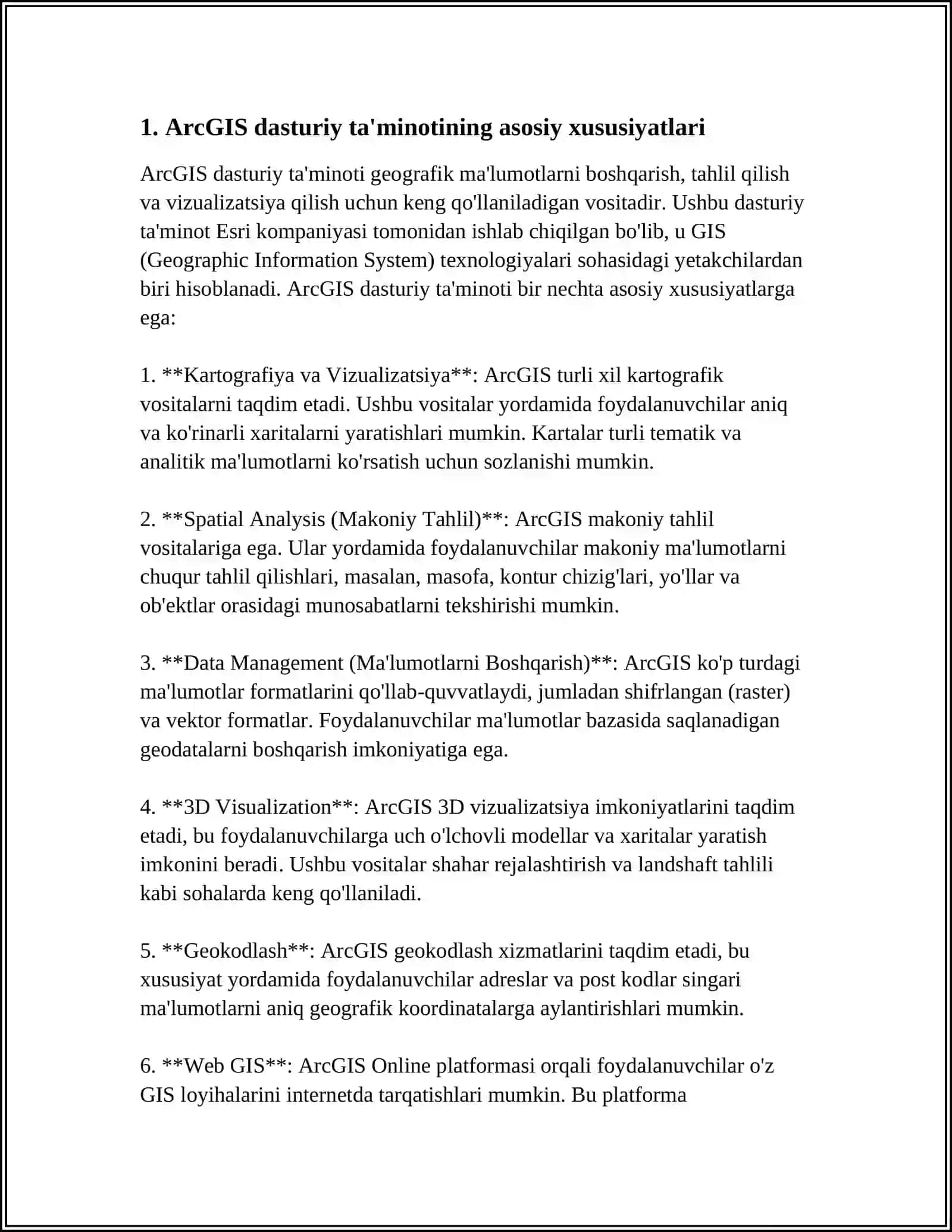 ARCGIS DASTURIY TA'MINOTINING TURLI IMKONIYATLARI BILAN ISHLASH 3