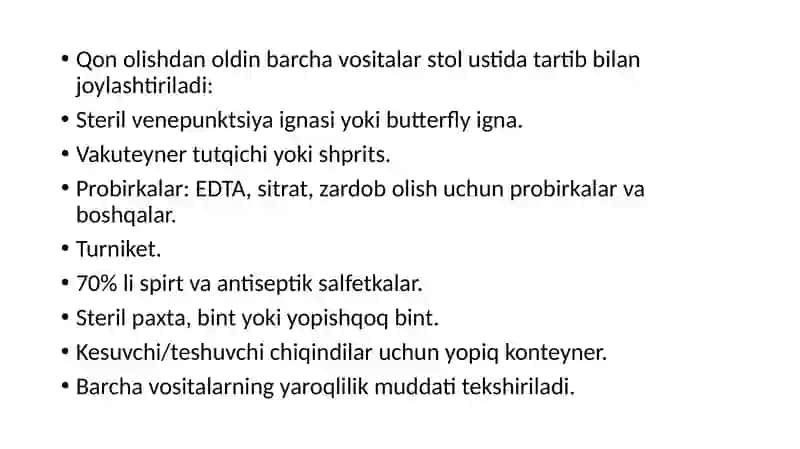 Bemorlardan tahlil uchun qon olish texnikasi 3