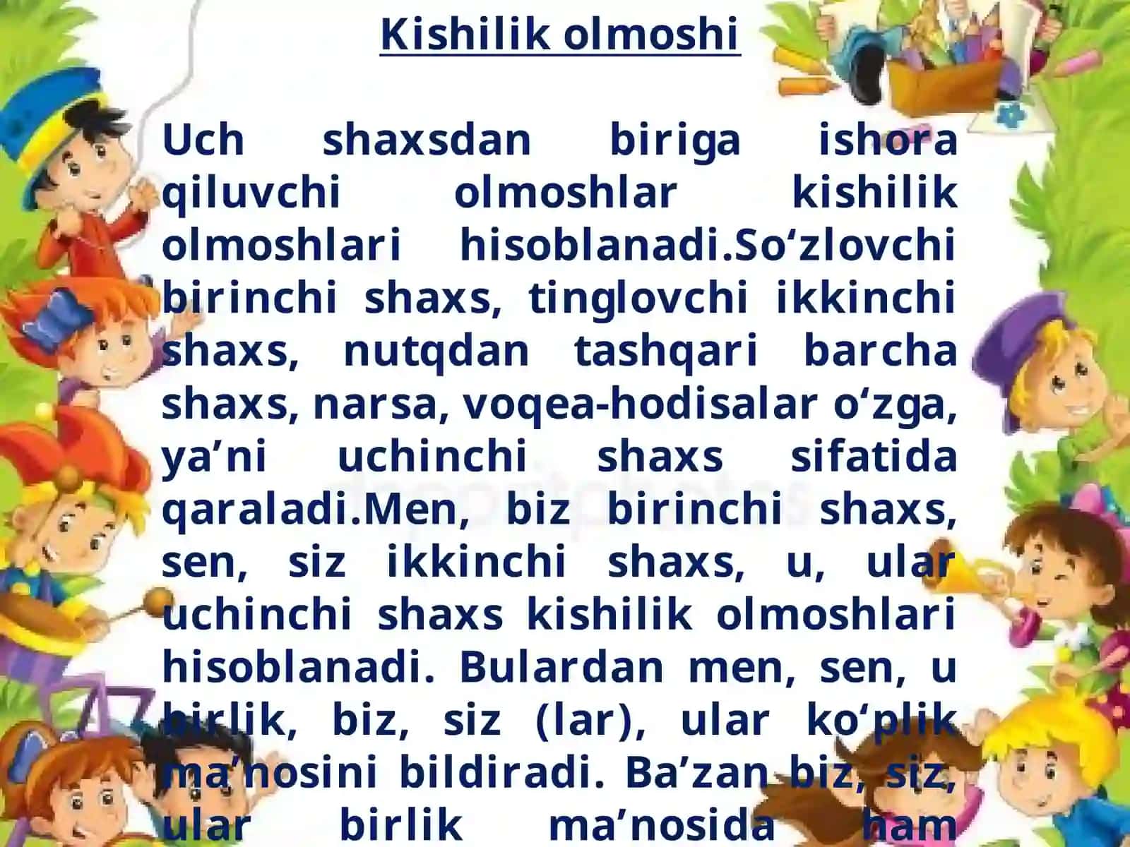 Kishilik olmoshlarining gap bo’laklari 3