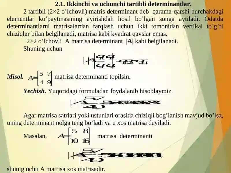 DETERMINANTLAR NAZARIYASI 3