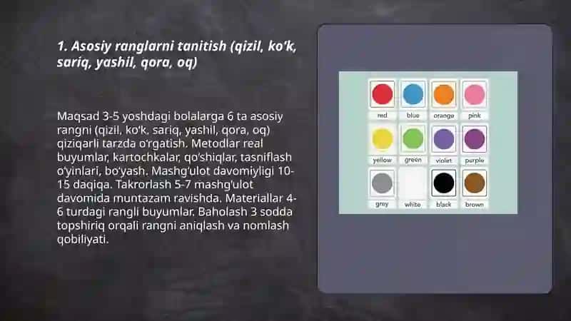 Asosiy ranglarni tanitish 3