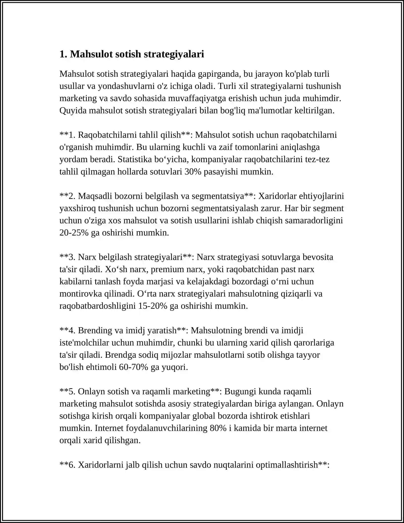 MAHSULOT SOTISH VA MOLIYAVIY NATIJALAR HISOBI 3