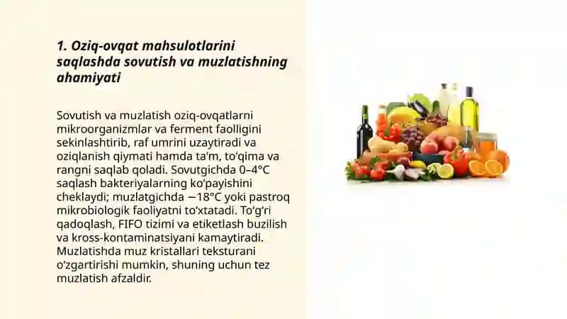 Oziq-ovqat mahsulotlarning saqlanishi 3