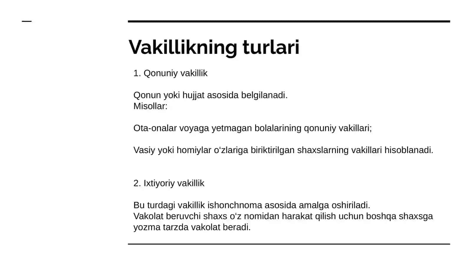 Vakillik va ishonchnoma 3