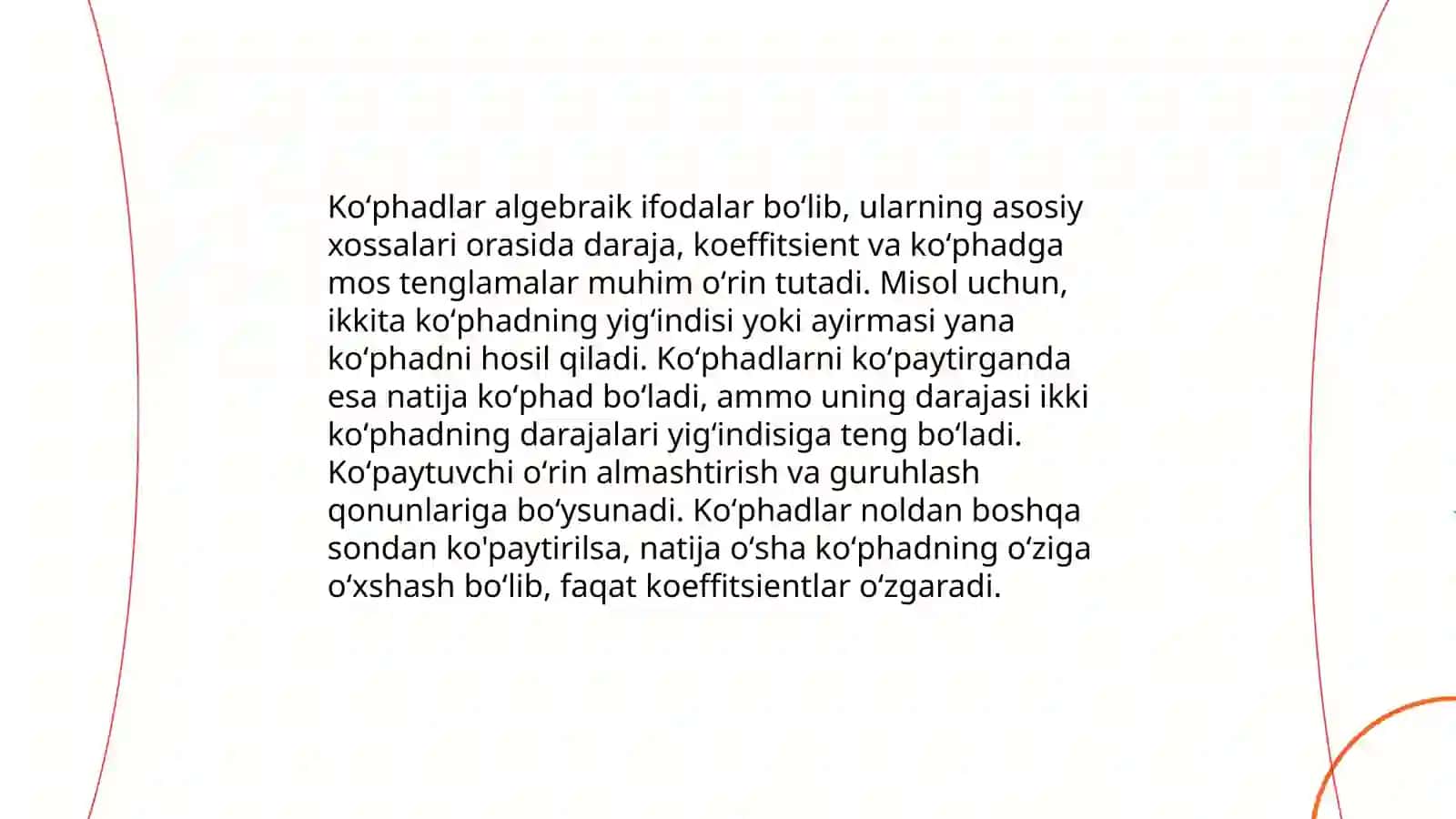Ratsional koeffitsiyentli koʻphadlar 3