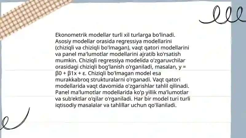 Ekonometrik modellashtirish asoslari 3