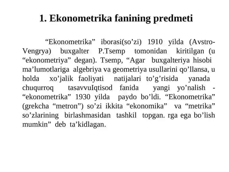 Ekonometrika fanining predmeti 3