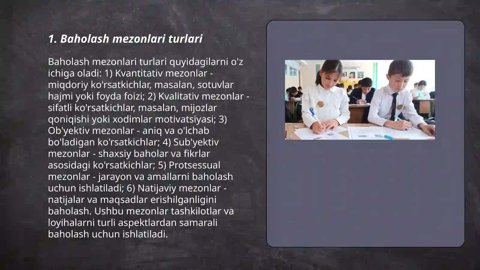 Oʻquvchilarni baholash mezonlari 3