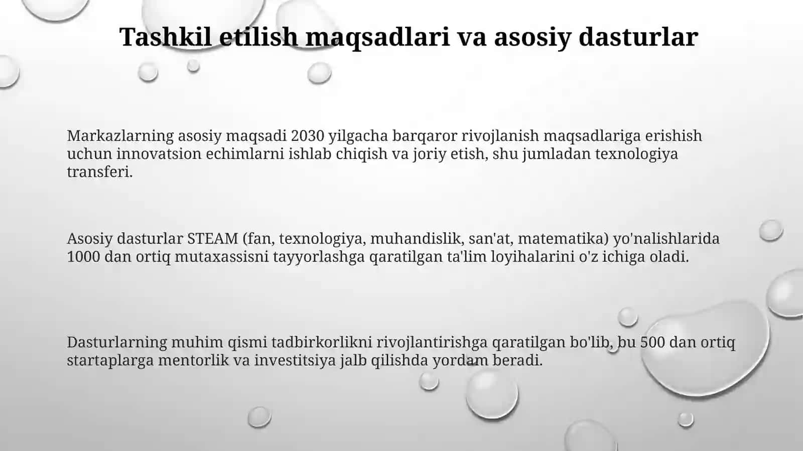 Rivojlanish markazlarining faoliyati 3