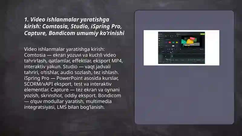 Video ishlanmalar yaratish 3